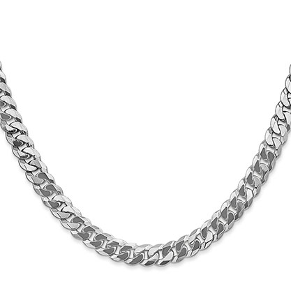 6.25mm 14K White Gold Curb Chain Necklace
