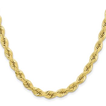 Heavy 10K Gold 6.5mm Diamond-Cut Rope Chain