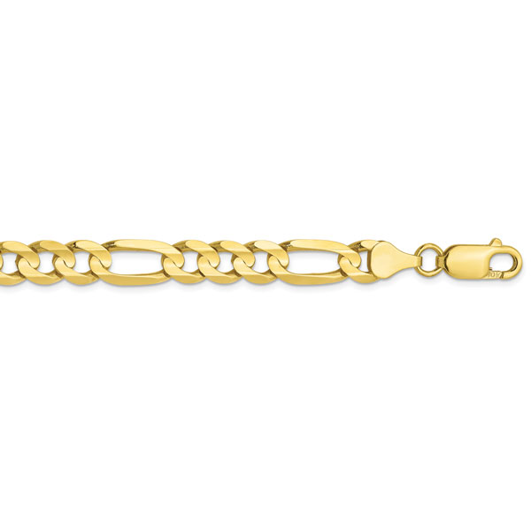 10K Gold 6.75mm Figaro Link Chain Necklace, 22