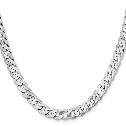7.25mm 14K White Gold Curb Link Chain