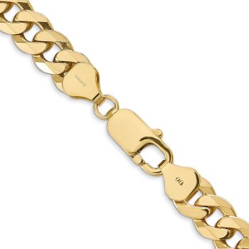 Heavy 10K Gold 7.75mm Beveled Curb Link Chain Necklace 3