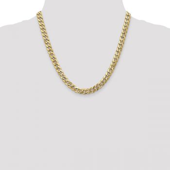 Heavy 10K Gold 7.75mm Beveled Curb Link Chain Necklace 4