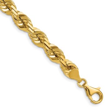 Thick 10K Gold 7mm Diamond-Cut Rope Chain Necklace 2