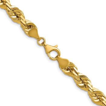 Thick 10K Gold 7mm Diamond-Cut Rope Chain Necklace 3