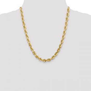 Thick 10K Gold 7mm Diamond-Cut Rope Chain Necklace 4