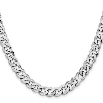 8mm 14K White Gold Curb Chain Necklace