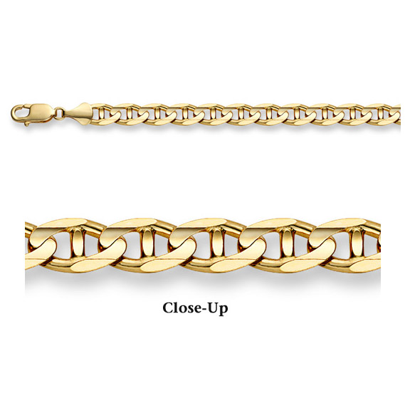 14K Gold 8mm Mariner Link Chain Necklace