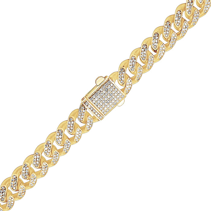Diamond Cuban Bracelet 14K Solid Gold