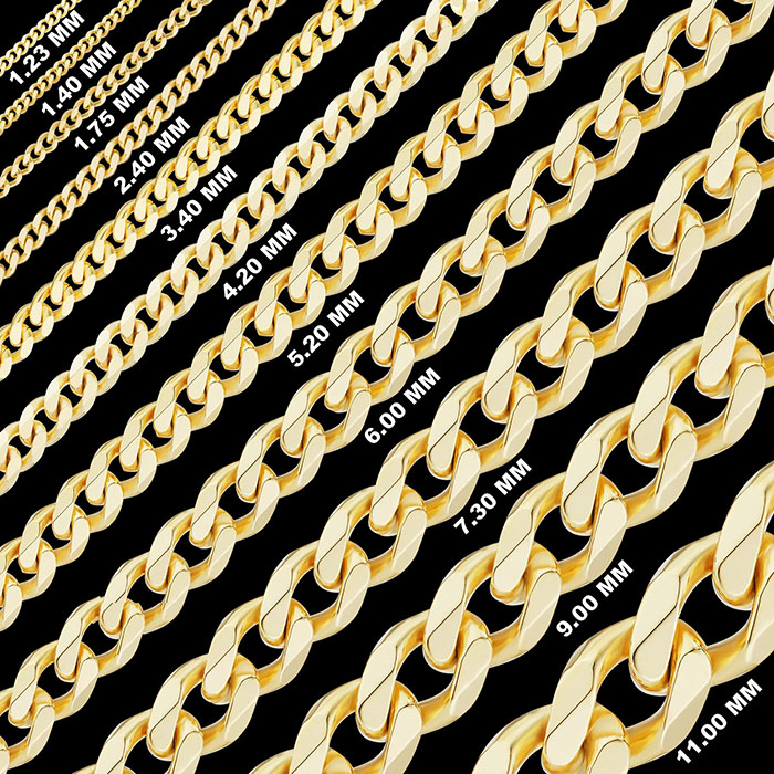 18K Gold Curb Chains