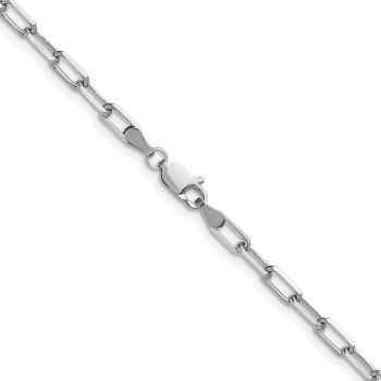 Italian 3.4mm Paperclip Link Necklace in 14K White Gold 3