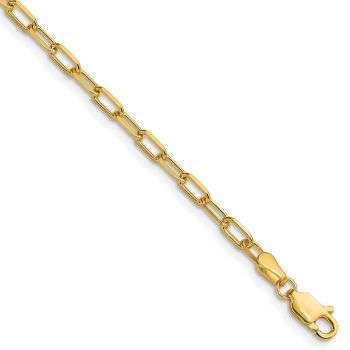 Italian 3mm Paperclip Link Chain in 14K Gold 2