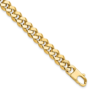 Handmade Italian Beveled Curb Bracelet for Men, 14K Gold