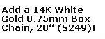 14K White Gold Box Chain, 20 Inches