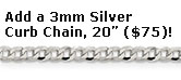 Silver 3mm Curb Chain Necklace