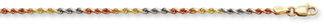 14K Tri-Color Rope Bracelet (1.5mm)
