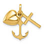 italian polished cross heart anchor charm pendant 14k gold