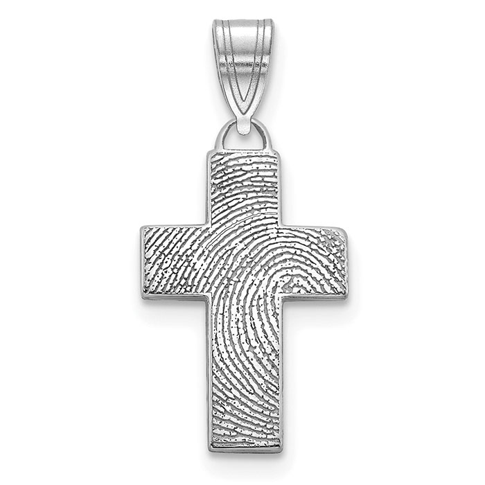 Sterling Silver Fingerprint Cross Pendant for Women