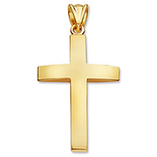 22K Gold Men's Beveled Polished Cross Pendant