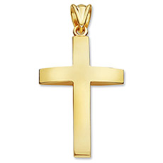 18K Gold Large Beveled Men's Cross Pendant