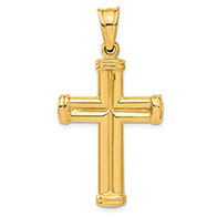 Men's 3D 14K Gold Cross Pendant
