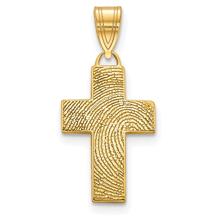 Fingerprint Cross Pendant for Women 14K Gold