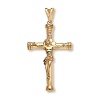 Men's 14K Gold Fully Solid Crucifix Pendant with Diamonds