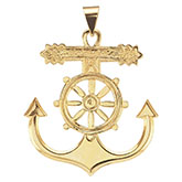 14k gold mariners anchor cross pendant for men