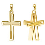14k gold open double cross pendant