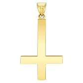 St Peters Upside Down Cross Necklace in 14K Gold
