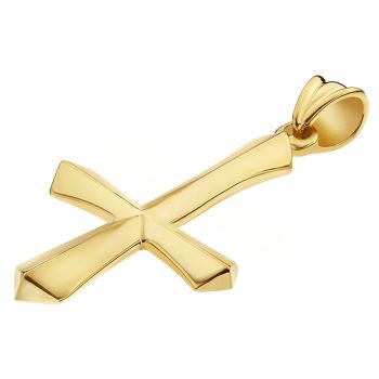 Sword of the Spirit Upside Down Cross Pendant in 14K Gold 2
