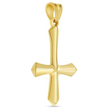 Sword of the Spirit Upside Down Cross Pendant in 14K Gold 3