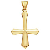 Sword of the Spirit Upside Down Cross Pendant in 14K Gold