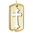14k gold trinity cross dog tag pendant necklace