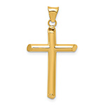 14K Gold Men's Tube Cross Pendant