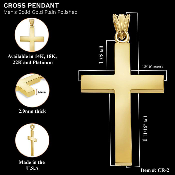Men's 18K Gold Cross Pendant