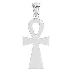 Large Silver Plain Polished Men’s Ankh Coss Pendant