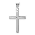 14K White Gold Modern Cross Pendant