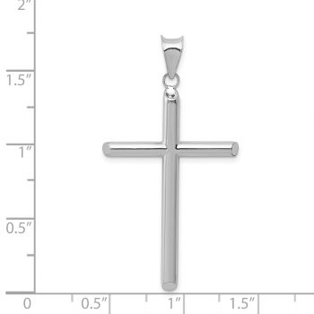14K White Gold Plain Polished Tube Cross Pendant for Men 3