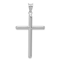 14K White Gold Plain Polished Tube Cross Pendant for Men