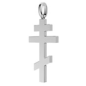 14K White Gold Sculpted Orthodox Cross Pendant for Men