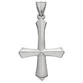 14K White Gold Sword Upside Down Cross Necklace Pendant