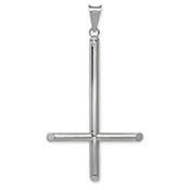 14K White Gold Polished Upside Down Tube Cross Pendant