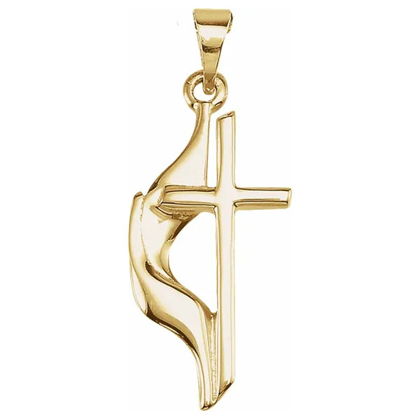 18k gold methodist cross pendant for women