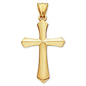18K Solid Gold Sword of the Spirit Cross Pendant Necklace