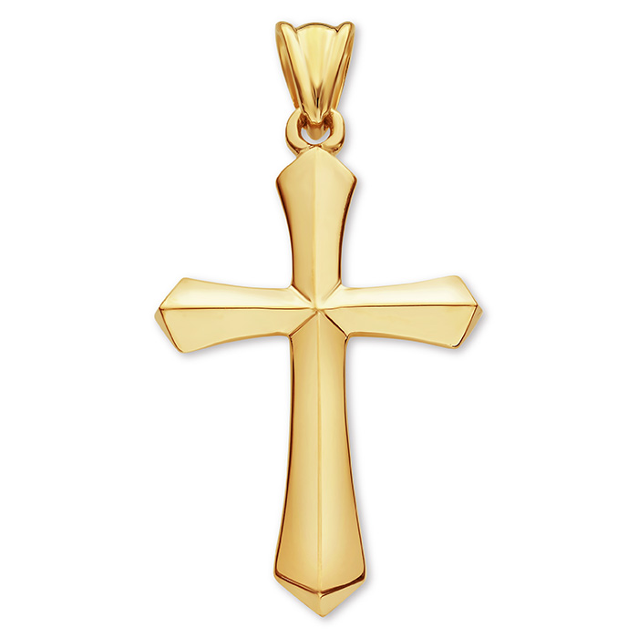 18K Solid Gold Large Men's Sword of the Spirit Cross Pendant
