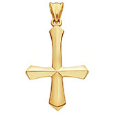22K Gold Inverted Sword Cross Necklace Pendant