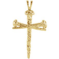 14K Gold 1-Inch Nails Cross Pendant