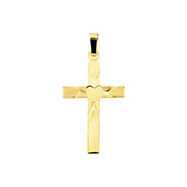 14K Gold Etched Cross with Heart Center
