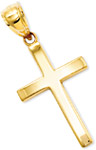 Women's Beveled and Polished 14K Yellow Gold Cross Pendant