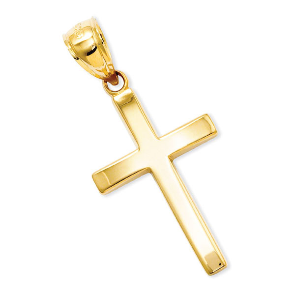 14k Yellow Gold Polished Cross Pendant 
